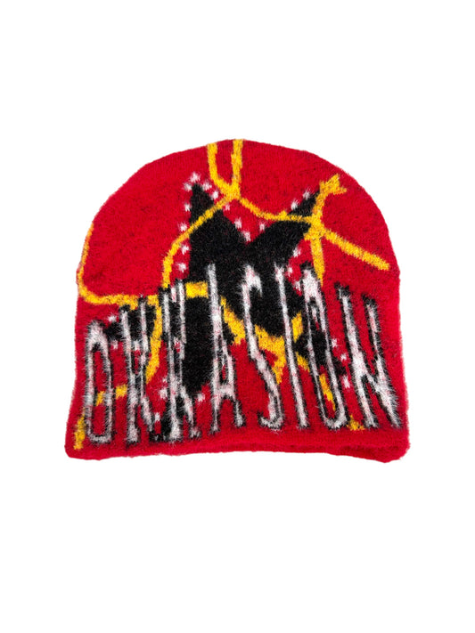 Red Mohair Beanie